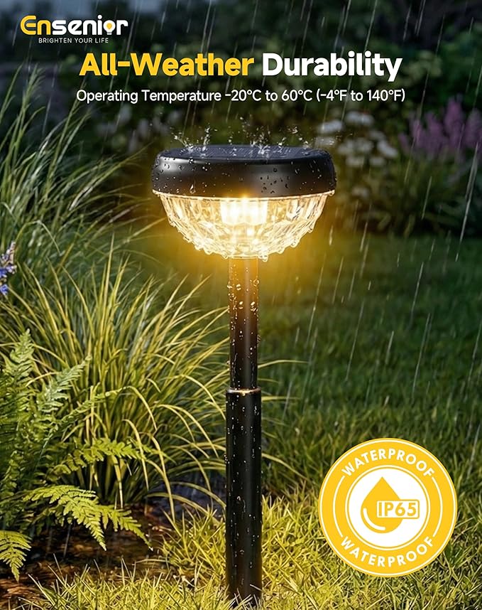 Ensenior Solar Pathway Lights Outdoor, Auto On/Off Solar Powered Yard Lights - Image 4