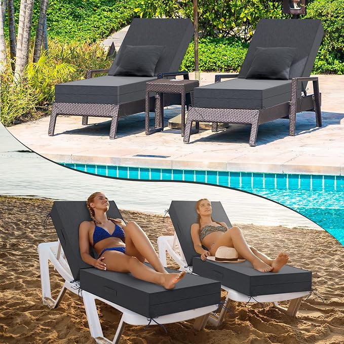 Outdoor Water-Resistant Olefin Chaise Lounge Cushions - Image 7