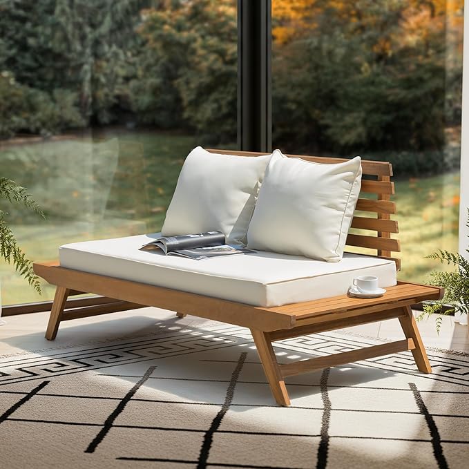 Idzo Lucille Updated 800lbs Capacity Acacia Patio Loveseat, FSC Certified 2 - Image 7