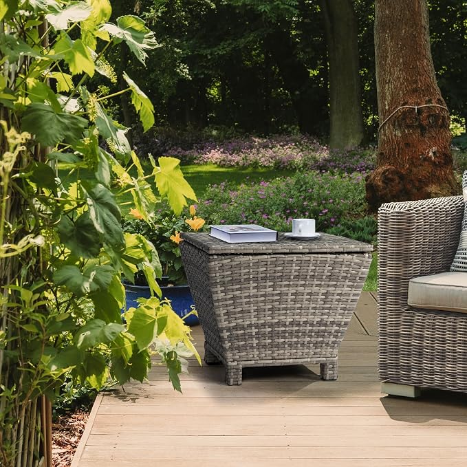 Outvita Outdoor Side Table, Rattan Coffee Table - Image 7