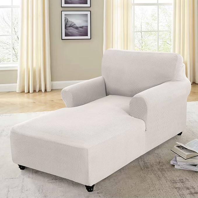 FantasDecor Chaise Lounge Cover Stretch Chair Lattice Slipcover - Image 3