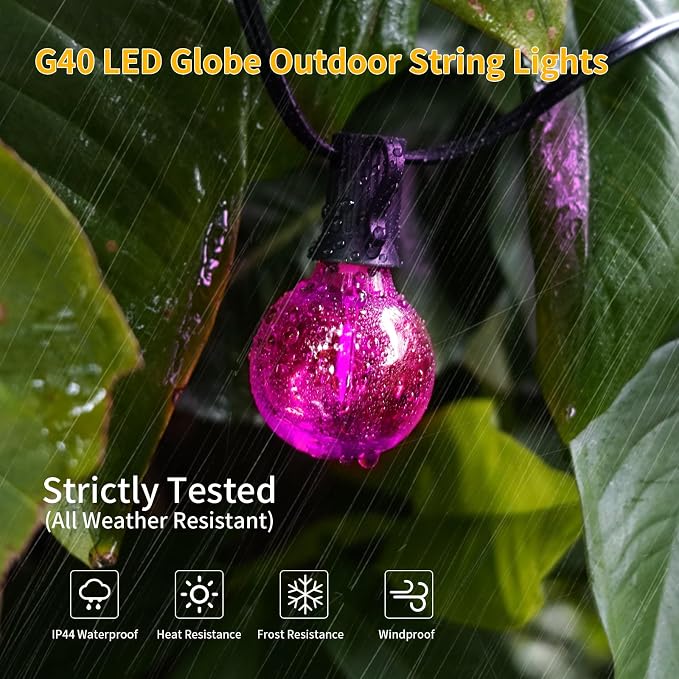 40FT LED Outdoor String Lights Waterproof, G40 LED Globe Outdoor Lights - Image 2