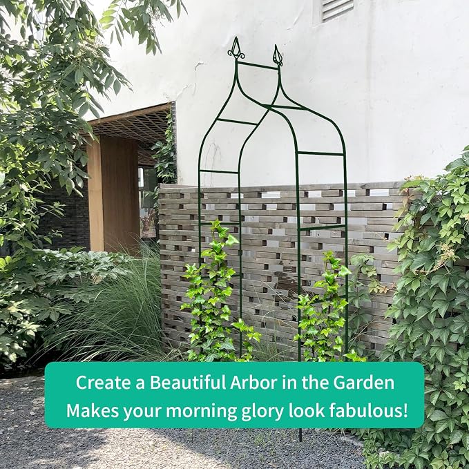 Garden Arch Trellis 8.4 Ft High x 4.6 Ft Wide, Dark Green Iron Arbor, Courtyard - Image 6