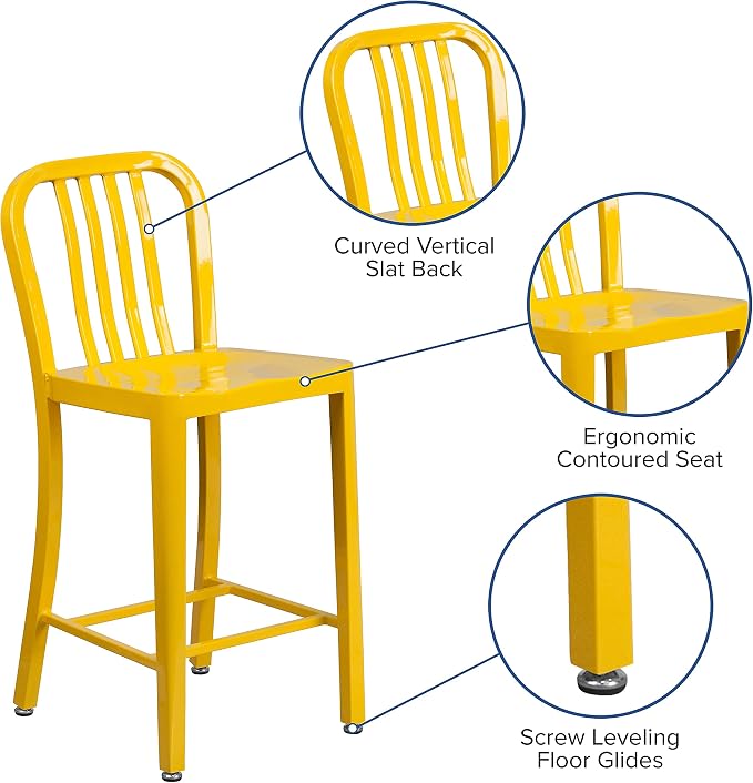 Flash Furniture Gael Commercial Grade 2 Pack 24" High Yellow Metal - Image 7