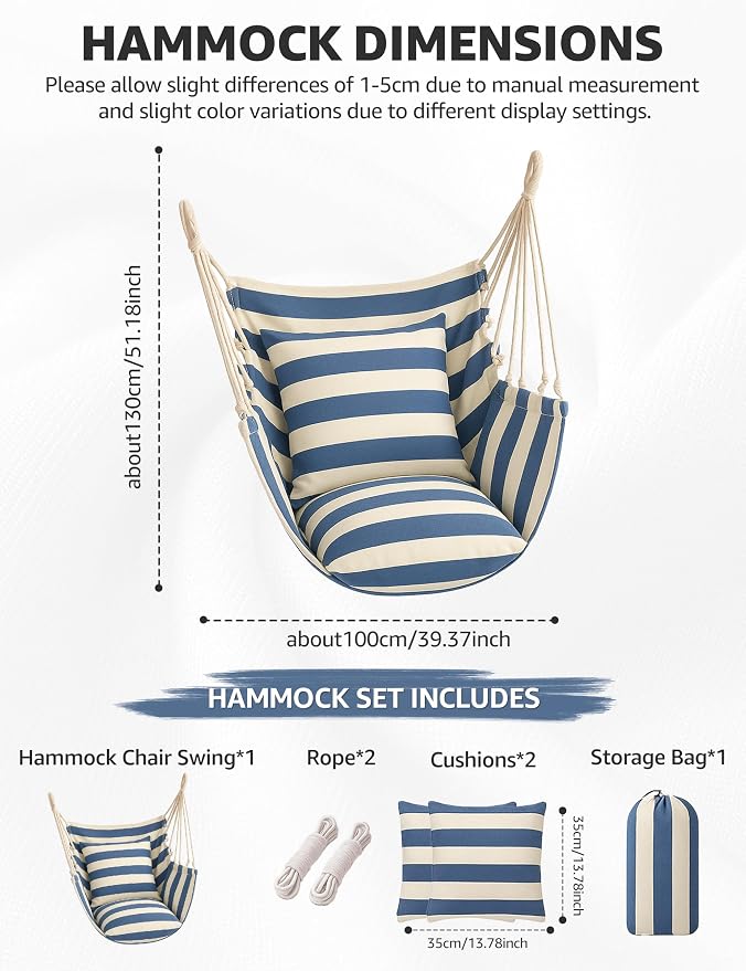 Hammock Chair Swing 2 Cushions Included - Image 2