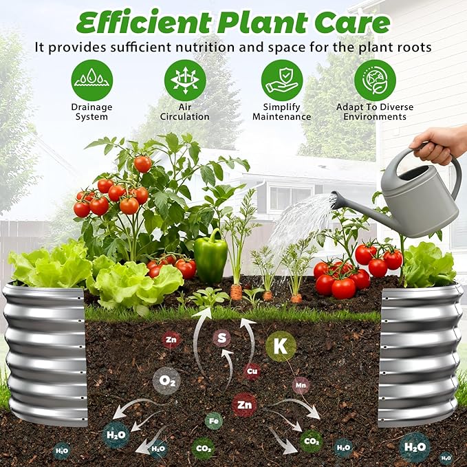 17" Tall Outdoor Garden Raised Garden Bed Kits, 5ft X 2ft Oval, 0.8MM Thick - Image 3