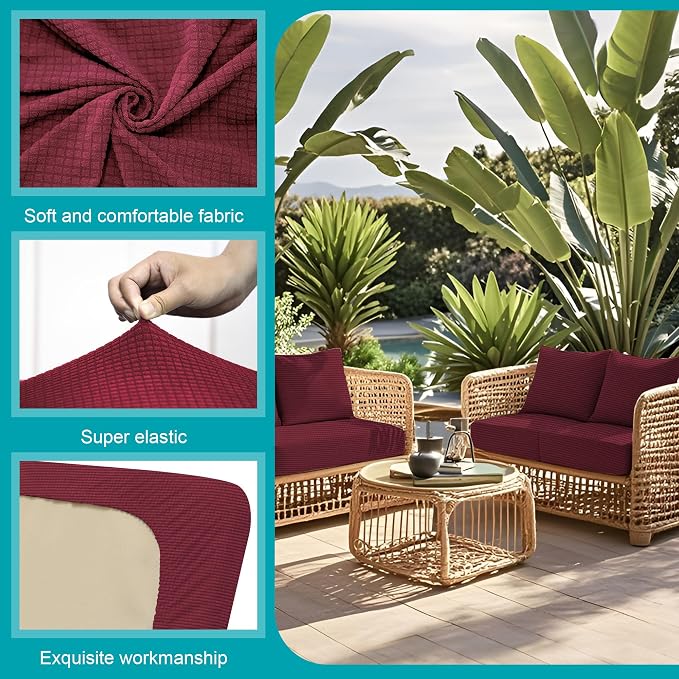 14Pcs Stretch Patio Cushion Covers, Outdoor Couch Covers Replacement, Outdoor - Image 3