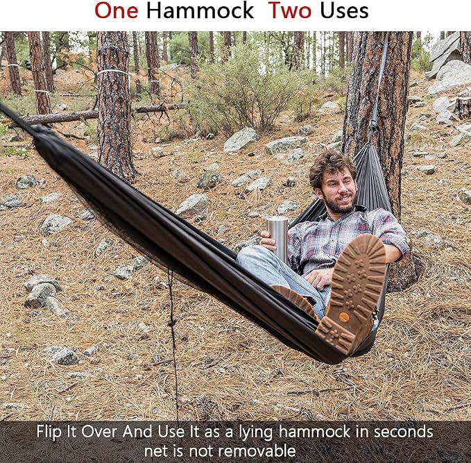 Sunyear Hammock Camping with Rain Fly Tarp and Net, Portable Camping Hammock - Image 6