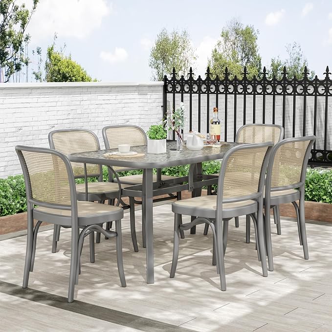 TLSUNNY Patio Outdoor Table W/ 1.69″ Umbrella Hole, Outdoor Metal Furniture - Image 2