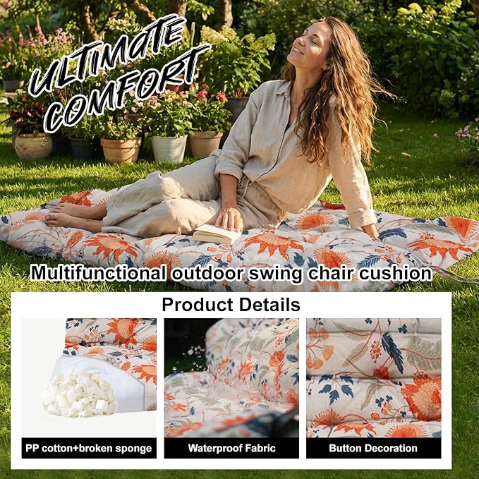 Waterproof Porch Swing Cushion Replacement, 2–3 Seat Swing Seat Cushion - Image 3