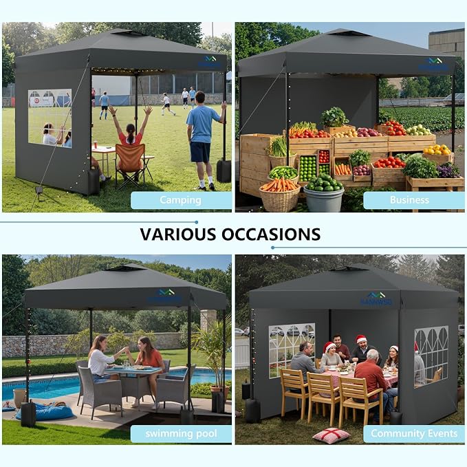 8X8 Pop Up Canopy Tent with 3 Sidewalls, Easy Up Canopy, Commercial Instant - Image 9