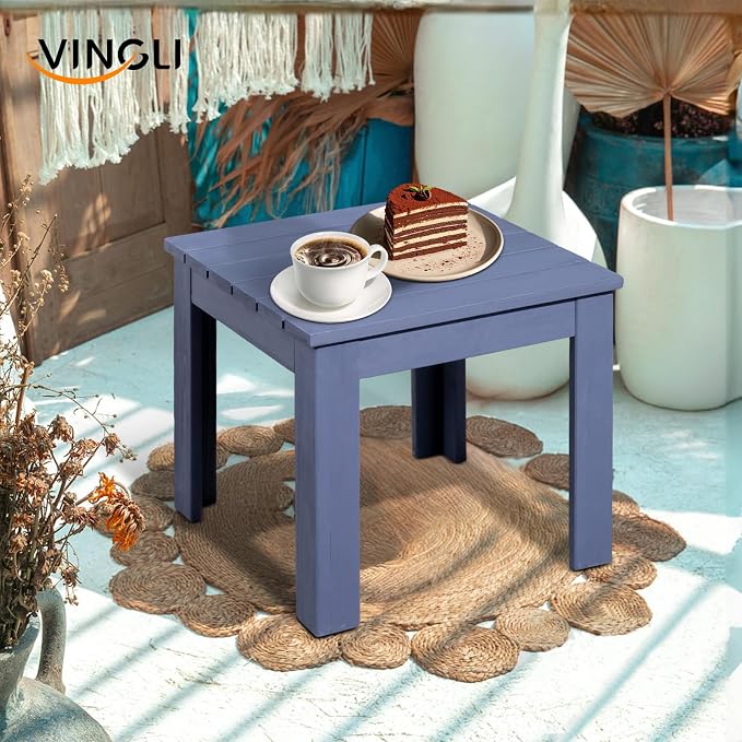 VINGLI Outdoor Wooden Side Table, Square Patio Side Table, Small Outdoor Table - Image 2