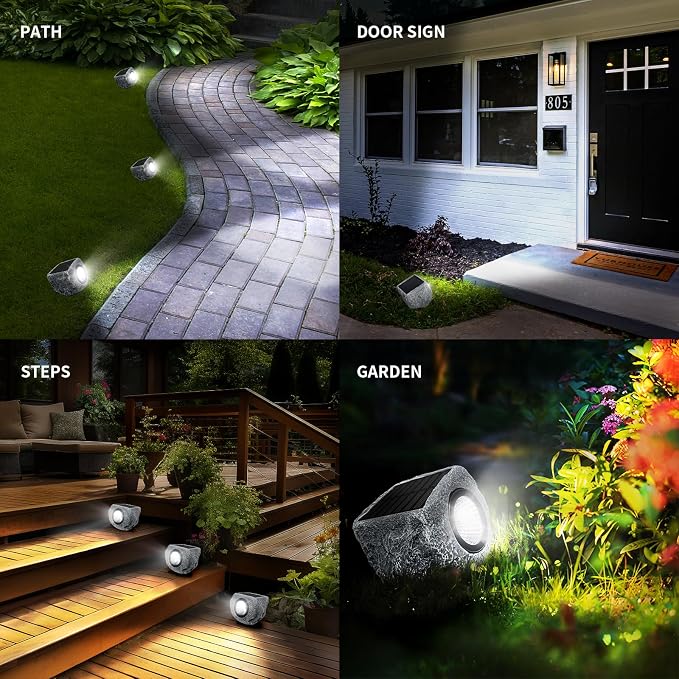 Solar Rock Lights Outdoor 2 Pack, Bright Solar Spotlights Outdoor Waterproof - Image 6