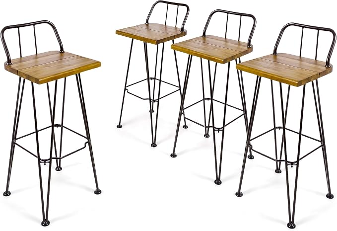 Christopher Knight Home Leonardo Outdoor Industrial Acacia Wood Barstools by ChristopherKnightHome