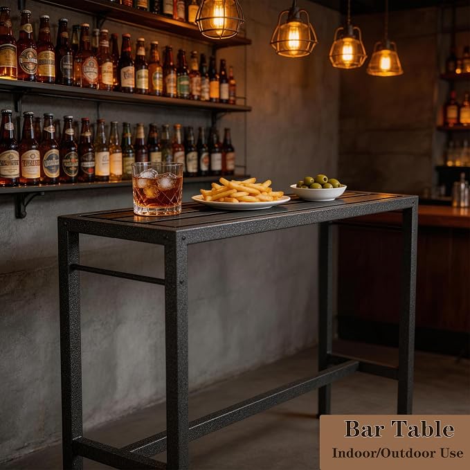 Outdoor Patio Bar Table, Metal Pub Height Bistro Deske - Image 6