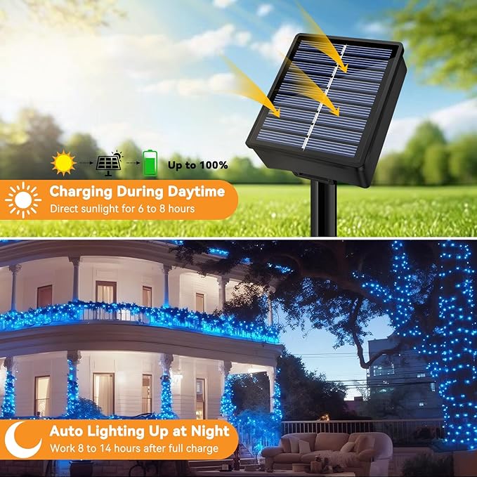 Solar String Lights Outdoor Waterproof 2 Pack Total 66ft 200LED 8 Modes Twinkle - Image 5