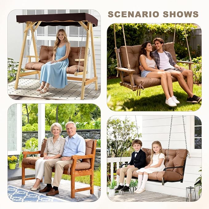 Porch Swing Cushion with Backrest, Waterproof Bench Cushion - Image 7