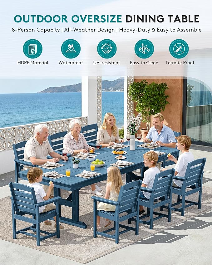 SERWALL 9 Piece Outdoor Dining Set - Image 8