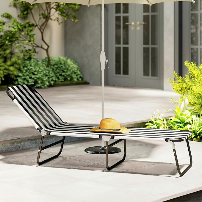 Outsunny Folding Chaise Lounge Pool Chairs, Outdoor Sun Tanning Chairs - Image 9