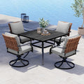 Grand patio 5-Piece Outdoor Dining Set, 4 Leather-Look Wicker Swivel Patio by GrandPatio