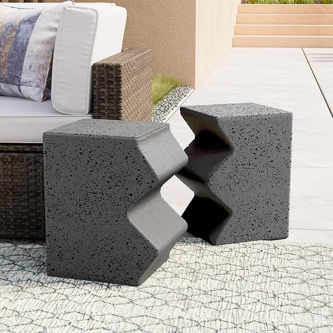COSIEST Concrete Side Table, Decorative Garden Stools - Image 3