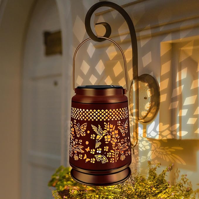 KY&BOSAM Solar Lanterns Outdoor Waterproof Hummingbird & Butterfly Lantern - Image 3