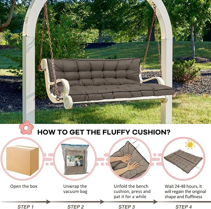 2-3 Seat Swing Replacement Cushion, Outdoor Bench Cushions - Image 6