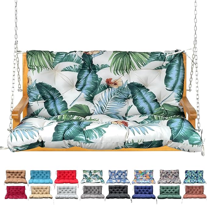 Porch Swing Cushion with Backrest, Waterproof Bench Cushion by NANGELRN