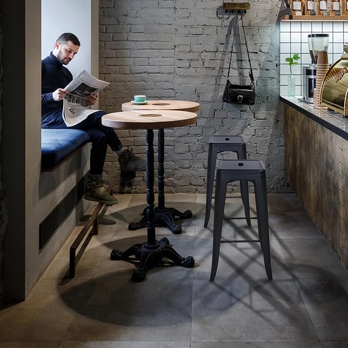 Elevon 30 Inches Metal Bar Stools, High Backless Stools, Indoor Outdoor - Image 7