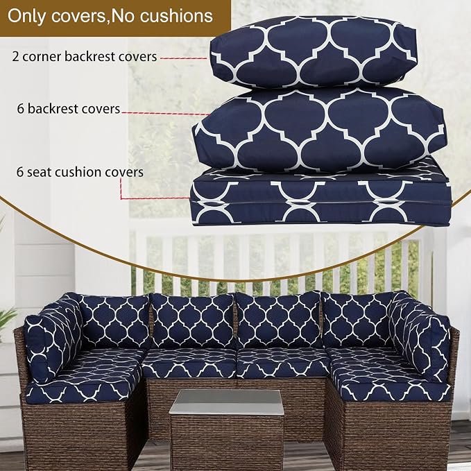 14 Piece Outdoor Patio Cushion Cover Replacement, Waterproof Patio Cushion - Image 6