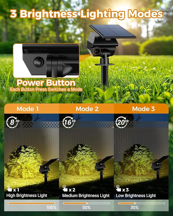btfarm 2 Pack Solar Spot Lights Outdoor Waterproof IP65, 52 LED Landscape - Image 6
