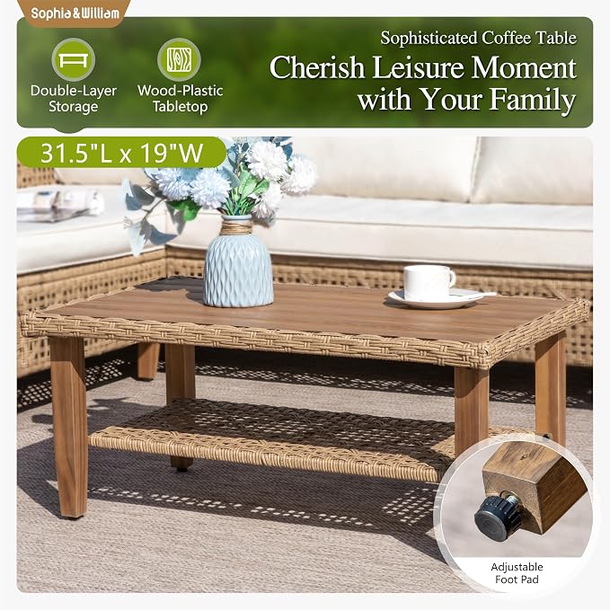 Sophia & William Outdoor Rattan Sofa Set - Image 7