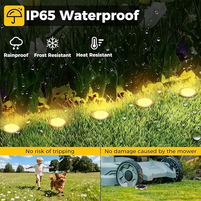 30 Pack Solar Ground Lights Outdoor, 8 LED Mini Flat Solar Disk Lights - Image 3