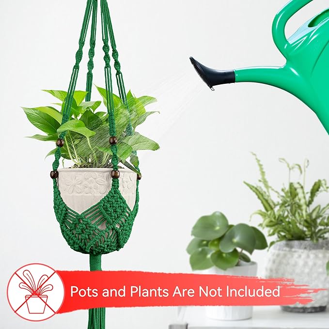 USLAI Macrame Plant Hanger Indoor Outdoor, Fits 3 to 6.5 inch Pots, Hanging - Image 7