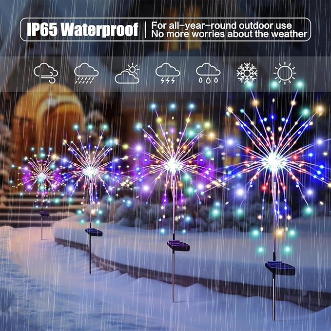 Outdoor Solar Garden Lights, 120 LEDs 8 Lighting Modes 6 Packs Waterproof Solar - Image 3