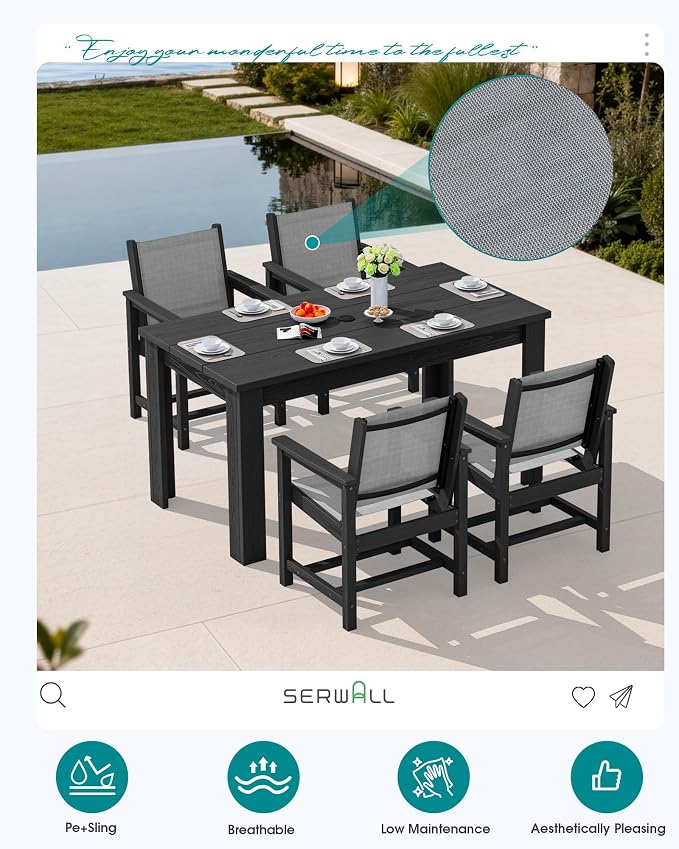 SERWALL Outdoor Dining Sets for 4 - Image 3