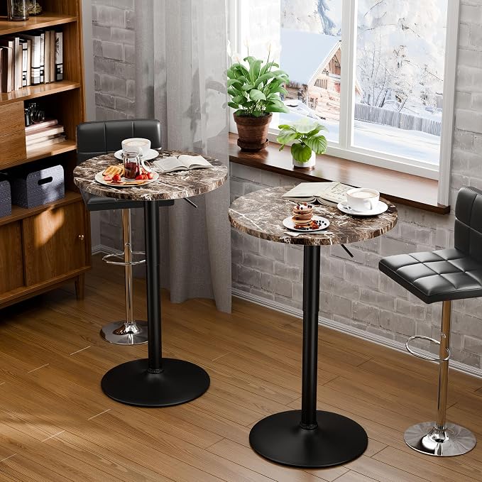 Flamaker Round Bistro Pub Table 23.6 Inch Height Adjustable 360° Swivel Bar - Image 4