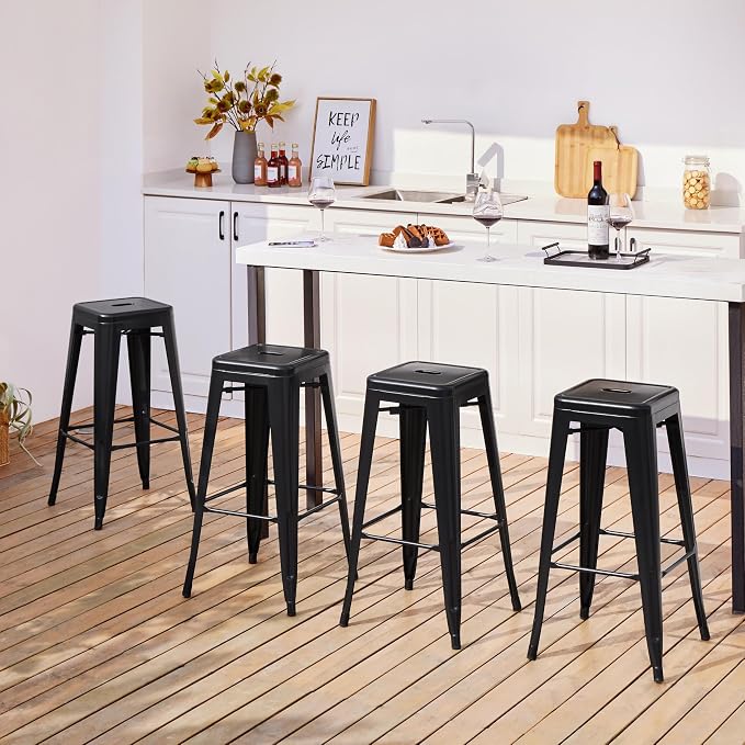 Yaheetech 30 Inch Metal Bar Stools Set of 4, Bar Height Backless Bartools - Image 2