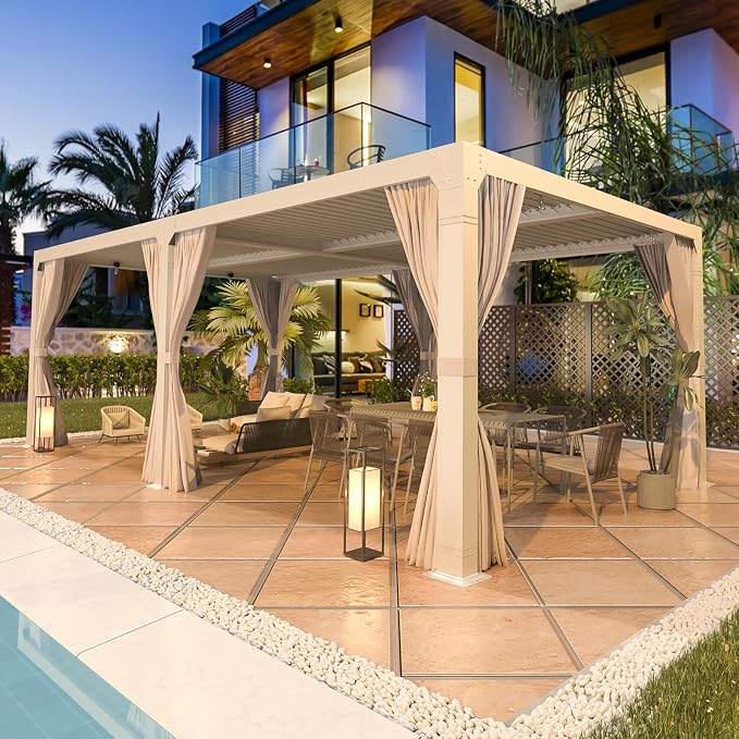 EROMMY Louvered Pergola 12' x 24' Outdoor Hard Top Pergola - Image 7