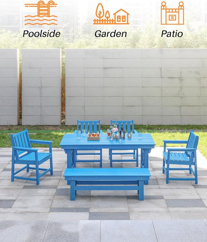 HDPE Outdoor Bench, Poly Lumber Adirondack Benches, All Weather HDPE Patio - Image 7