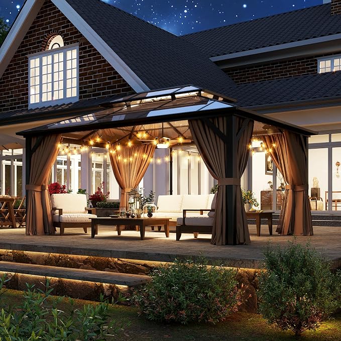 Aoxun 12'x16' Hardtop Gazebo, Outdoor Metal Gazebo - Image 3