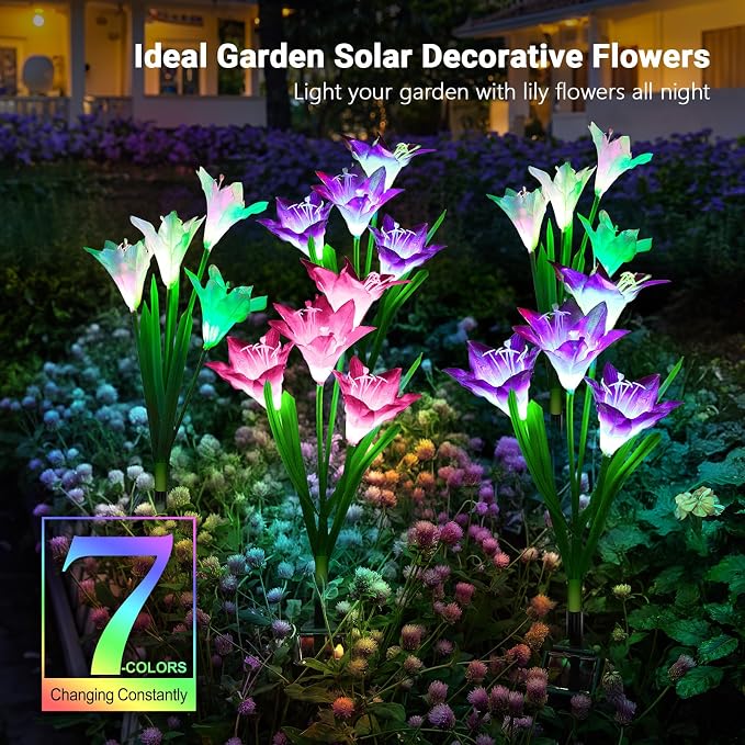 WdtPro Solar Lights Outdoor Garden Decorative 6 Pack, Waterproof Solar Garden - Image 2