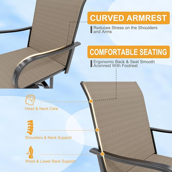 Swivel Bar Stools 2-Piece Set, Outdoor Patio Bar Height Chairs - Image 8