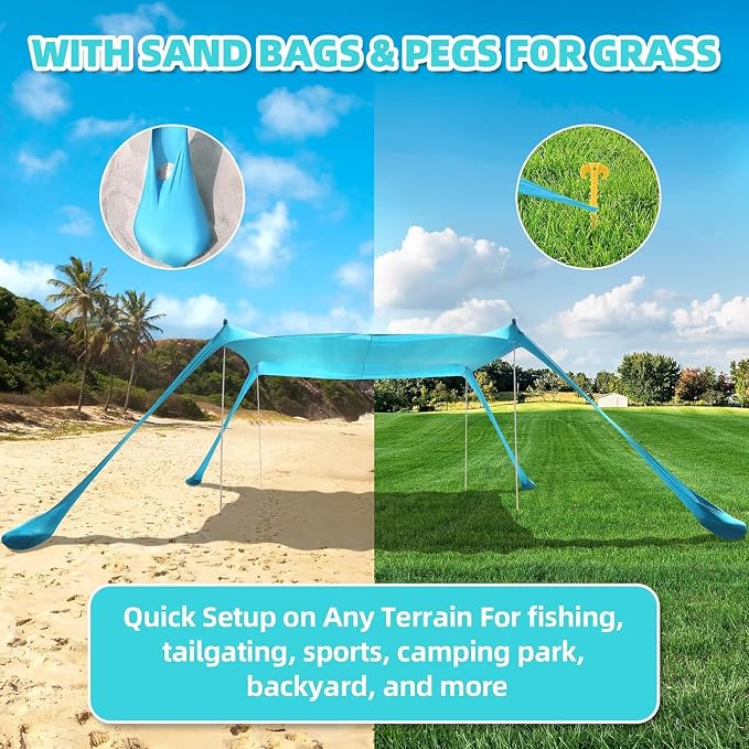 Beach Tent Sun Shelter UPF50+, 10x10 FT Family Pop Up Sun Shade - Image 6