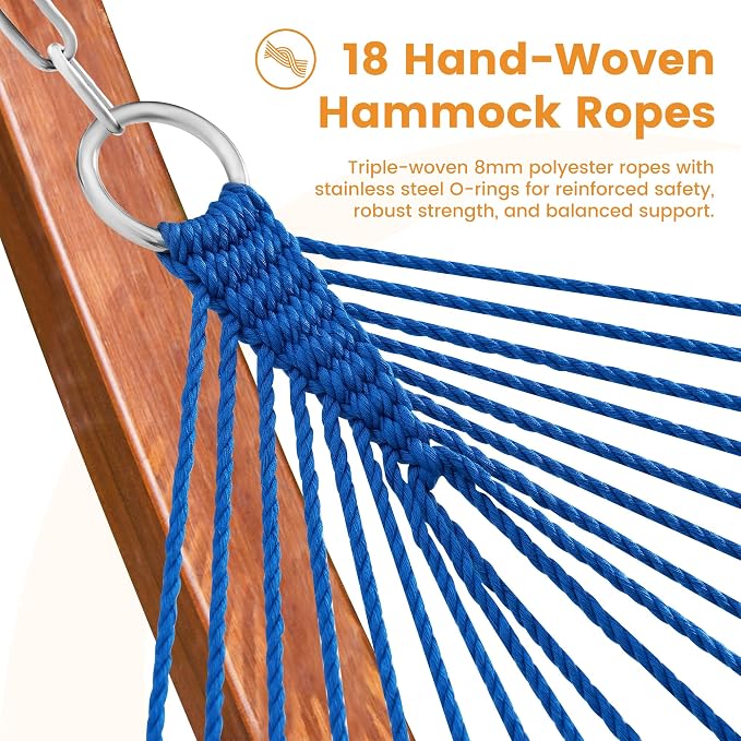 Lazy Daze Hammocks 10.5 FT Double 2 Person Caribbean Rope Hammock, Hand Woven - Image 4