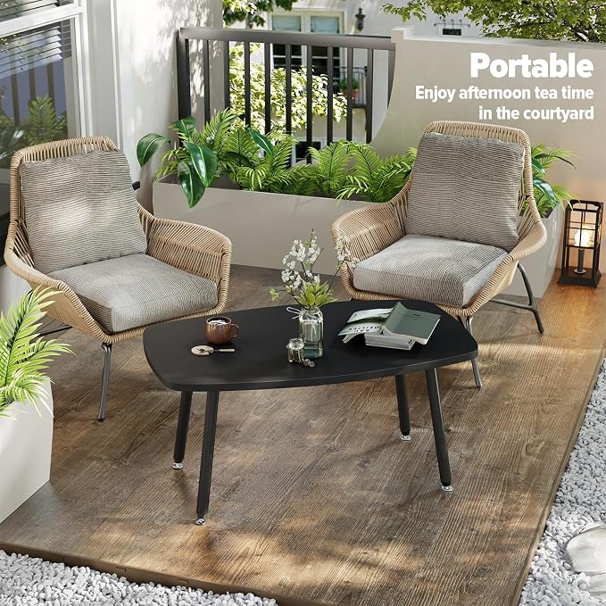 WOHOMO Folding Coffee Table 39.3'' Black Coffee Tables - Image 7