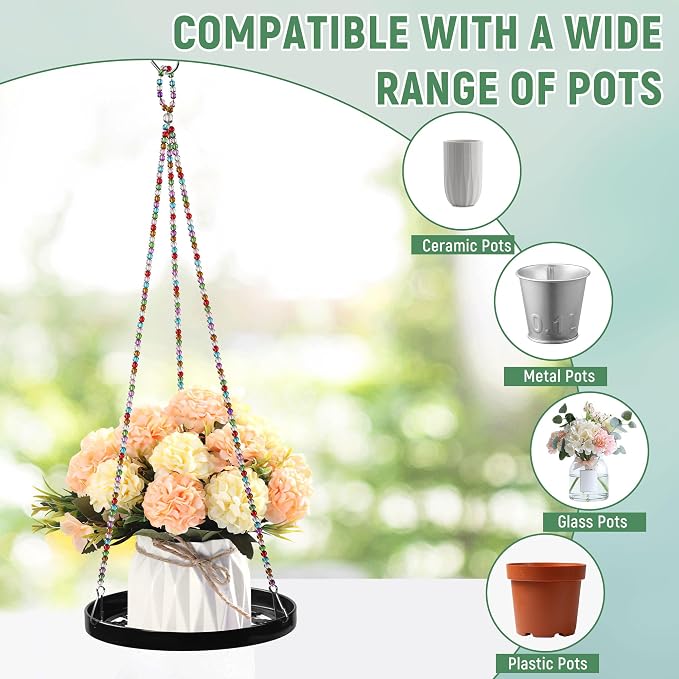 2-Pack Modern Boho Macrame Plant Hanger, 10/11 Inch Metal Hanging Planter Holder - Image 6