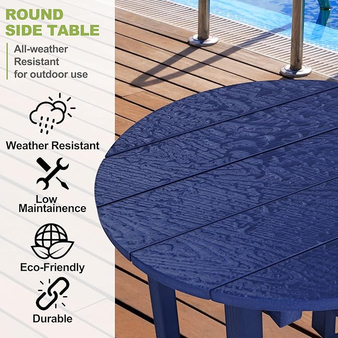 Y&M Outdoor Side Table, Waterproof Four-Legged Round Entryway End Table - Image 3