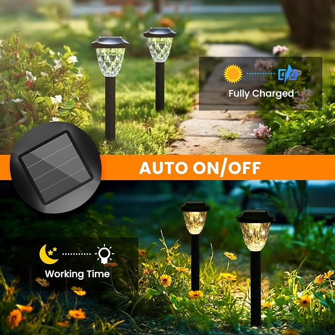 GIGALUMI 10 Pack Solar Lights Outdoor, Solar Pathway Lights - Image 3