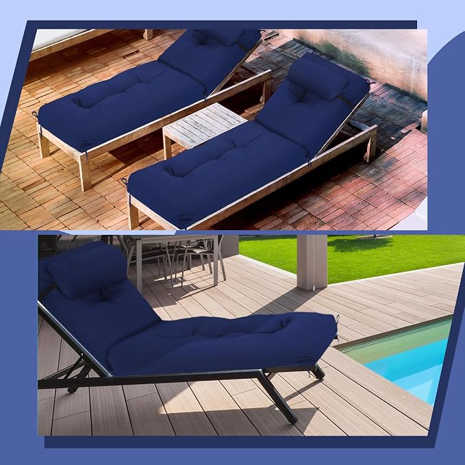 Wenqik Set of 2 Outdoor Chaise Lounge Cushions 76 x 22 x 6 Inch Waterproof - Image 6